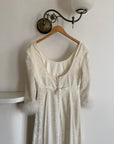 Vintage 90s Italian Velvet Long Sleeve Feather Wedding Gown