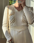 Vintage 40s Liquid Satin Classic Bridal Midi With Bows