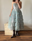 Vintage 40s Duck Egg Blue Tulle Prom Dress