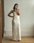 Vintage 90s Pure Silk Slip Embellished Gown