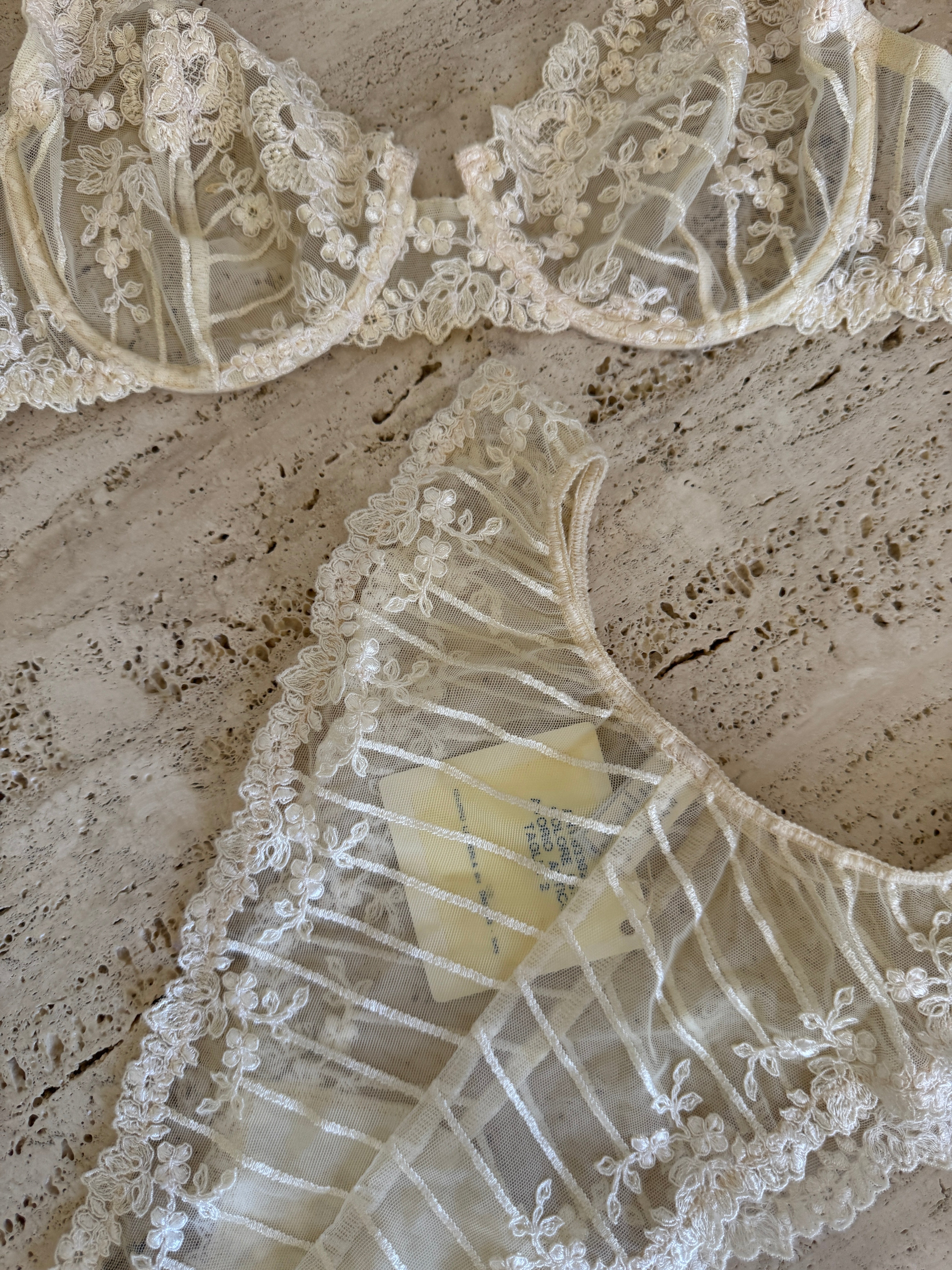 Vintage 90s La Perla Cream Lingerie Set With Original Tags