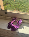 Vintage 90s Ferragamo Strappy Flower Heels Grape