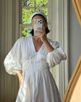 Vintage 70s Satin Jacquard Poet Sleeve Mini Dress