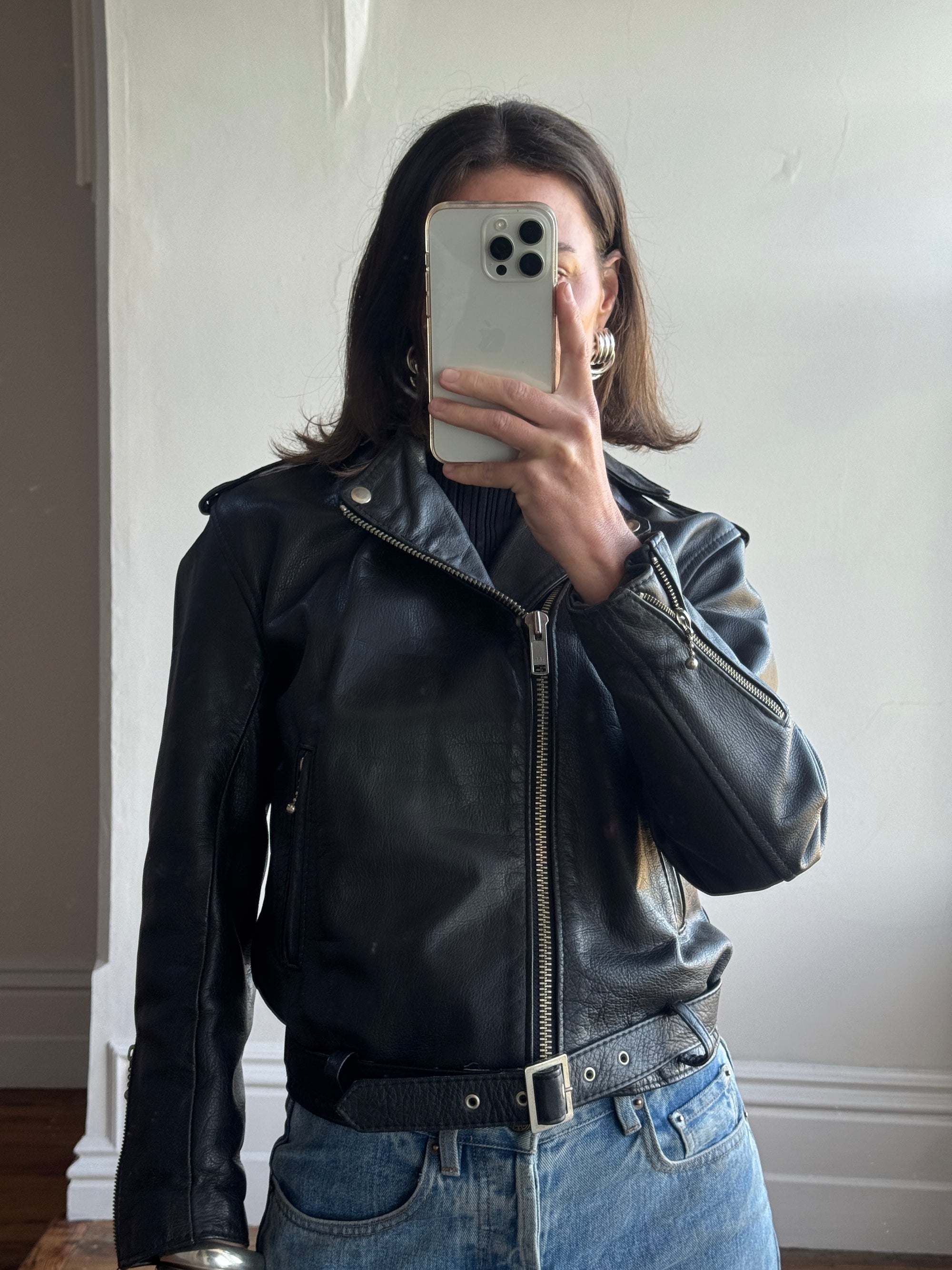 Vintage 90s Australian Made Leather Biker Jacket