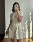 Vintage 90s Christian Dior Guipure Lace Structured Bridal Mini Creme