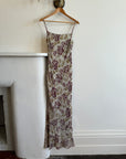 Vintage 90s Burnt Velvet Bias Cut Slip Dress Olive