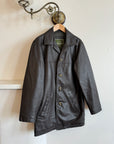 Vintage Leather Trench Button Up With Quilted Lining Dark Brown