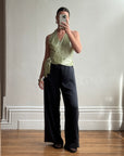 Vintage 90s Pure Silk Sleeveless Wrap Top Apple