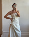 Vintage Y2K Satin Drop Waist Strapless Wedding Gown