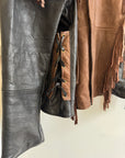 Vintage 70s Fringed Lace Up Leather Jacket Chocolate Noir