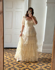 Vintage 70s Tiered Lace Wedding Dress With Bows