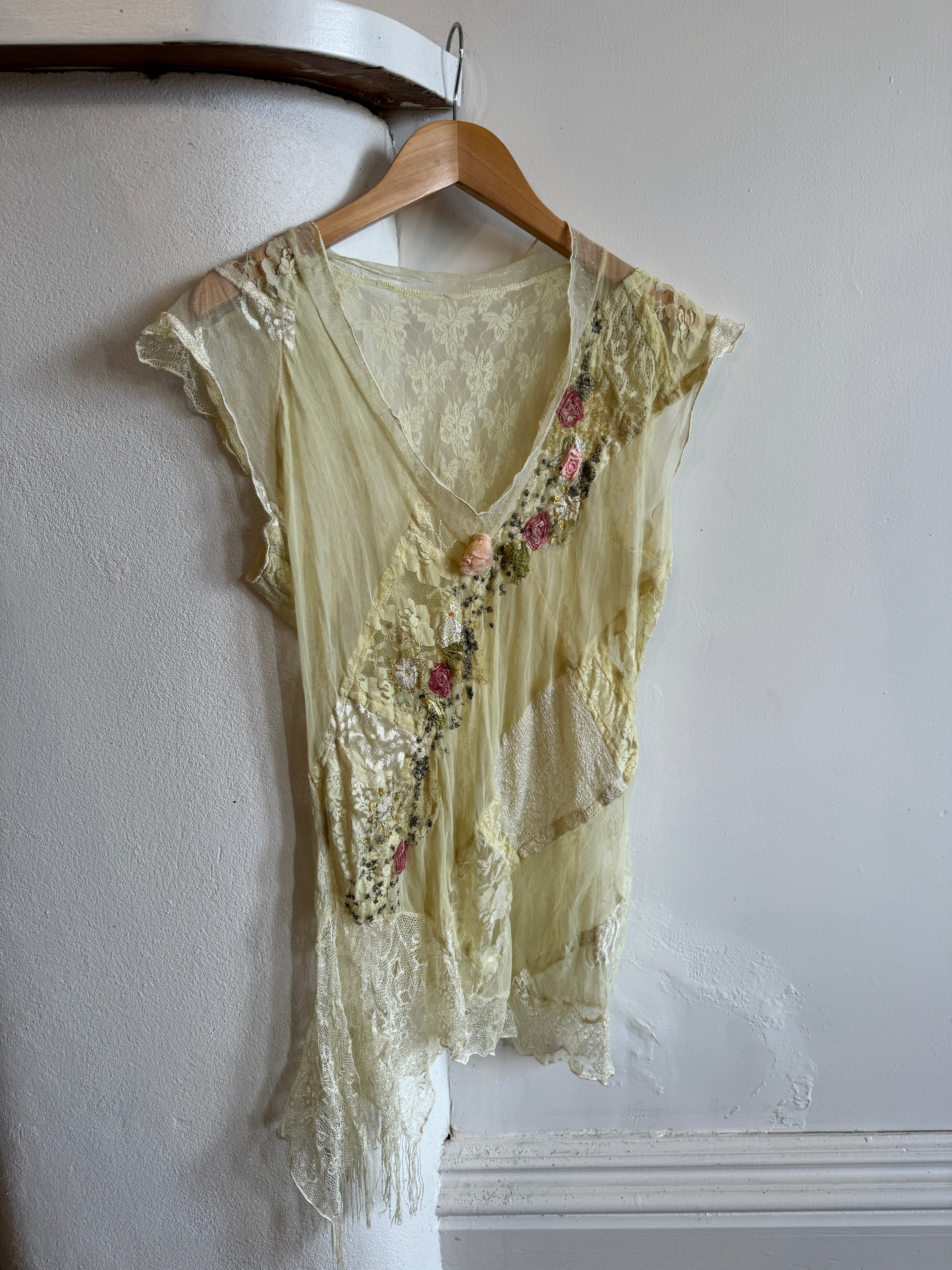 Vintage Sheer Lace Floral Fairy Top Buttercream