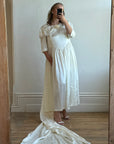 Vintage 80s Liquid Satin Basque Waist Wedding Dress