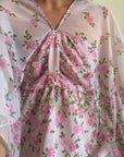 Vintage 70s Fairy Flower Garden Maxi Dress Pink