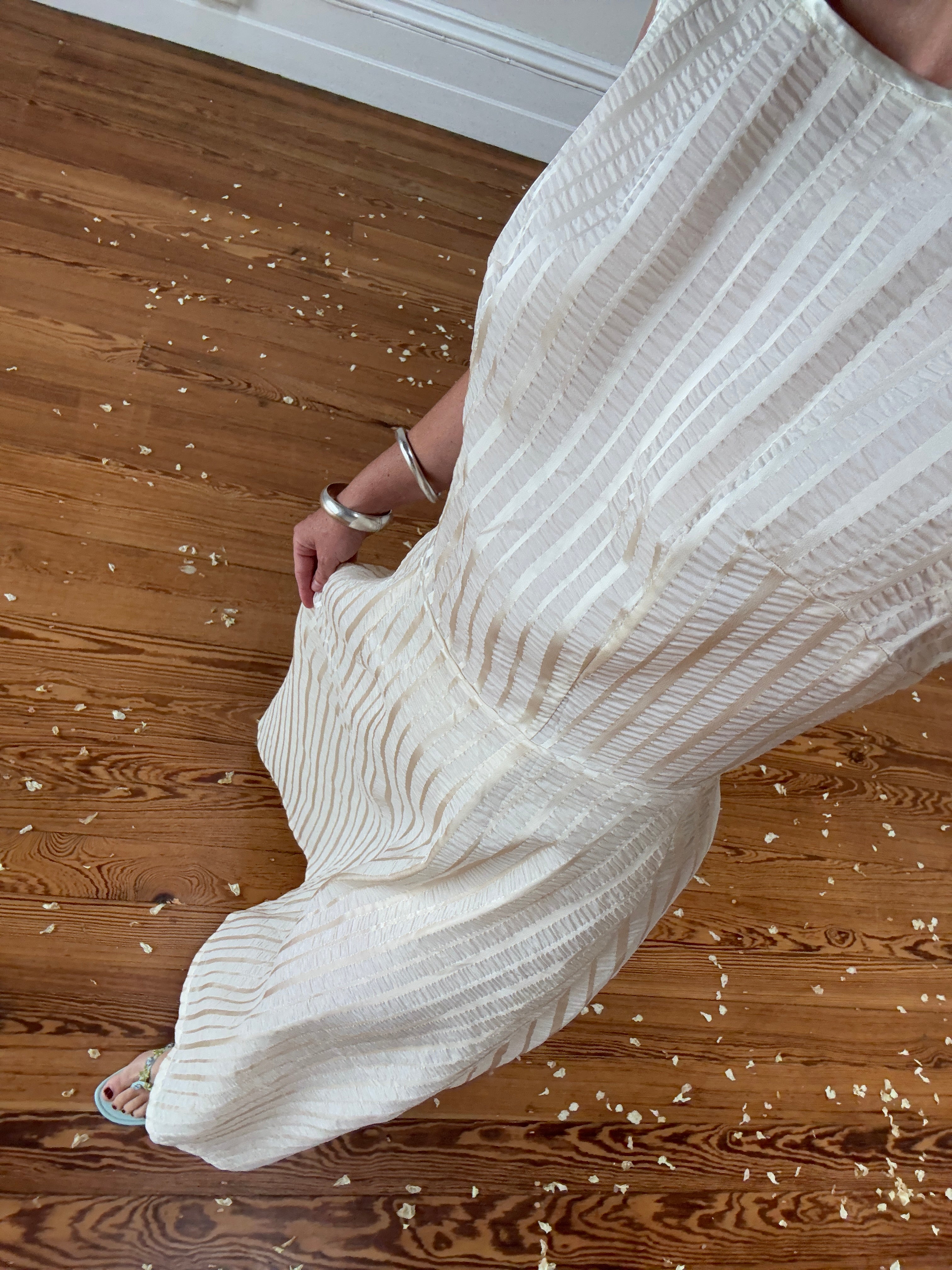 Vintage 60s Crinkle Classic Dress Creme