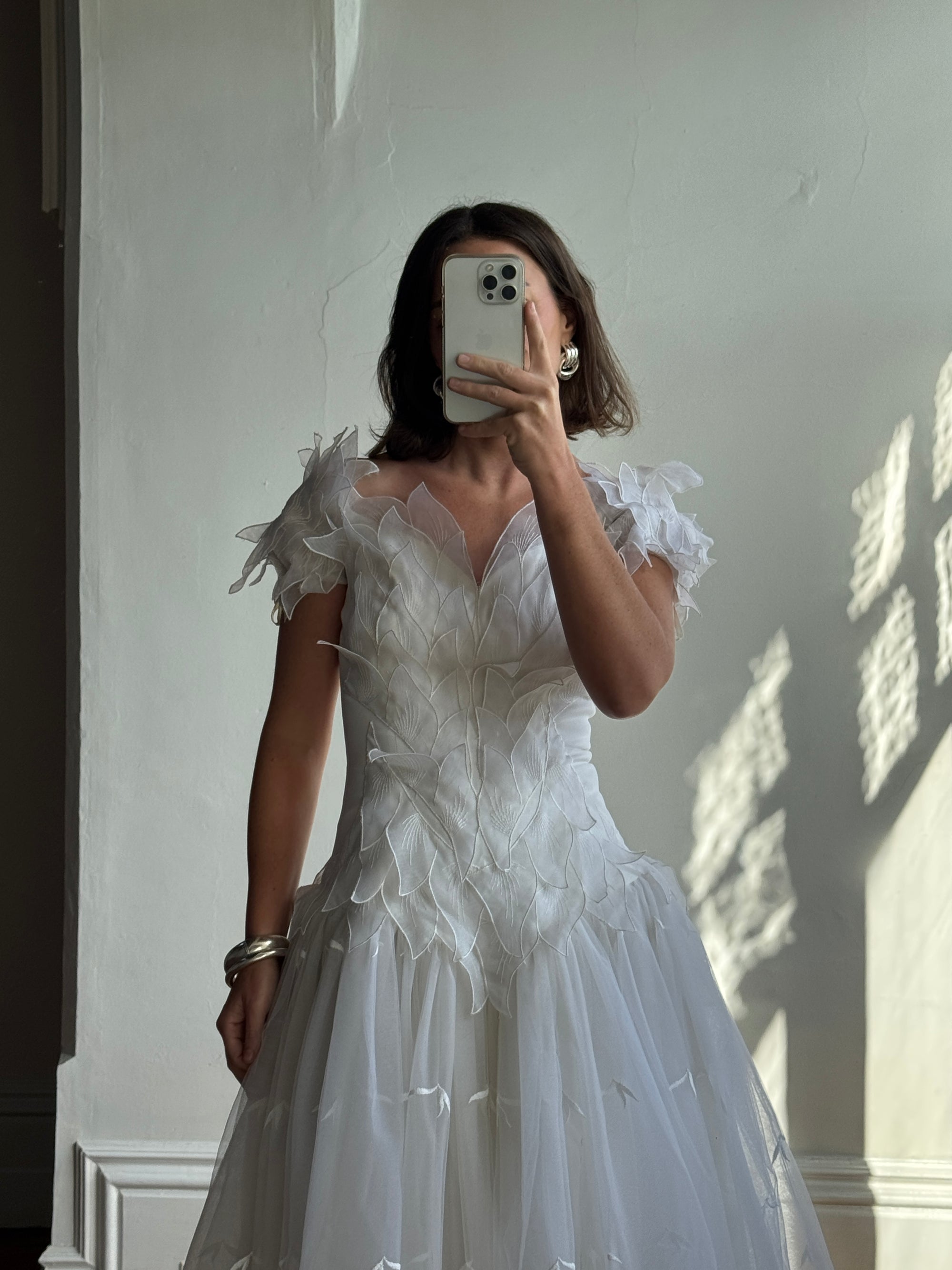 Vintage 80s Basque Waist Tinkerbell Wedding Gown