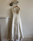 Vintage 90s Golden Brocade Cap Sleeve Wedding Gown