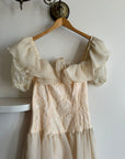 Vintage Drop Waist Frou Frou Wedding Dress Creme