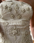 Vintage 90s Strapless Embellished Ruffled Wedding Gown