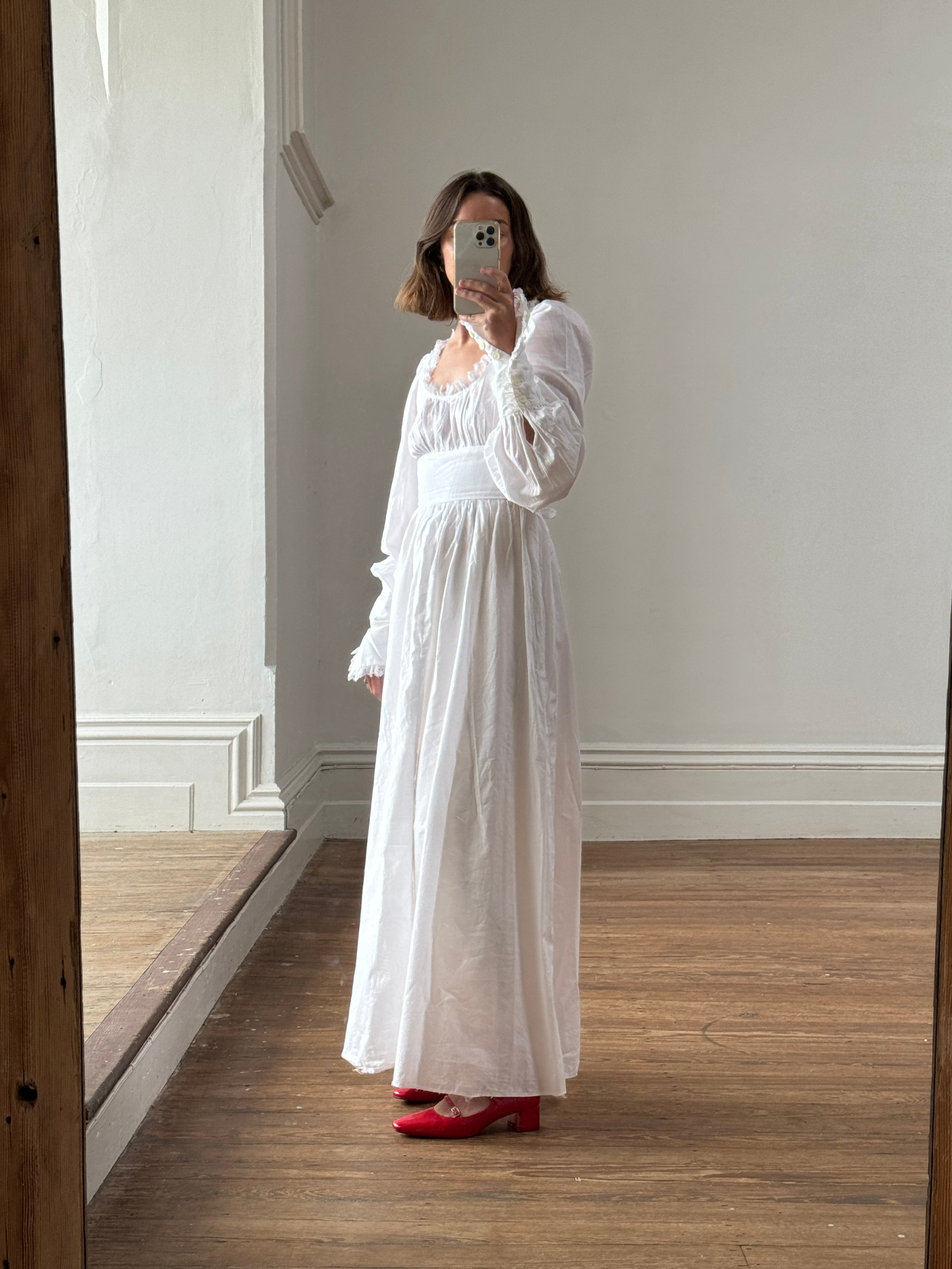 Vintage 70s Romantic Cotton Maxi Dress