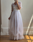 Vintage 70s Organza Sheer Stripe Wedding Dress