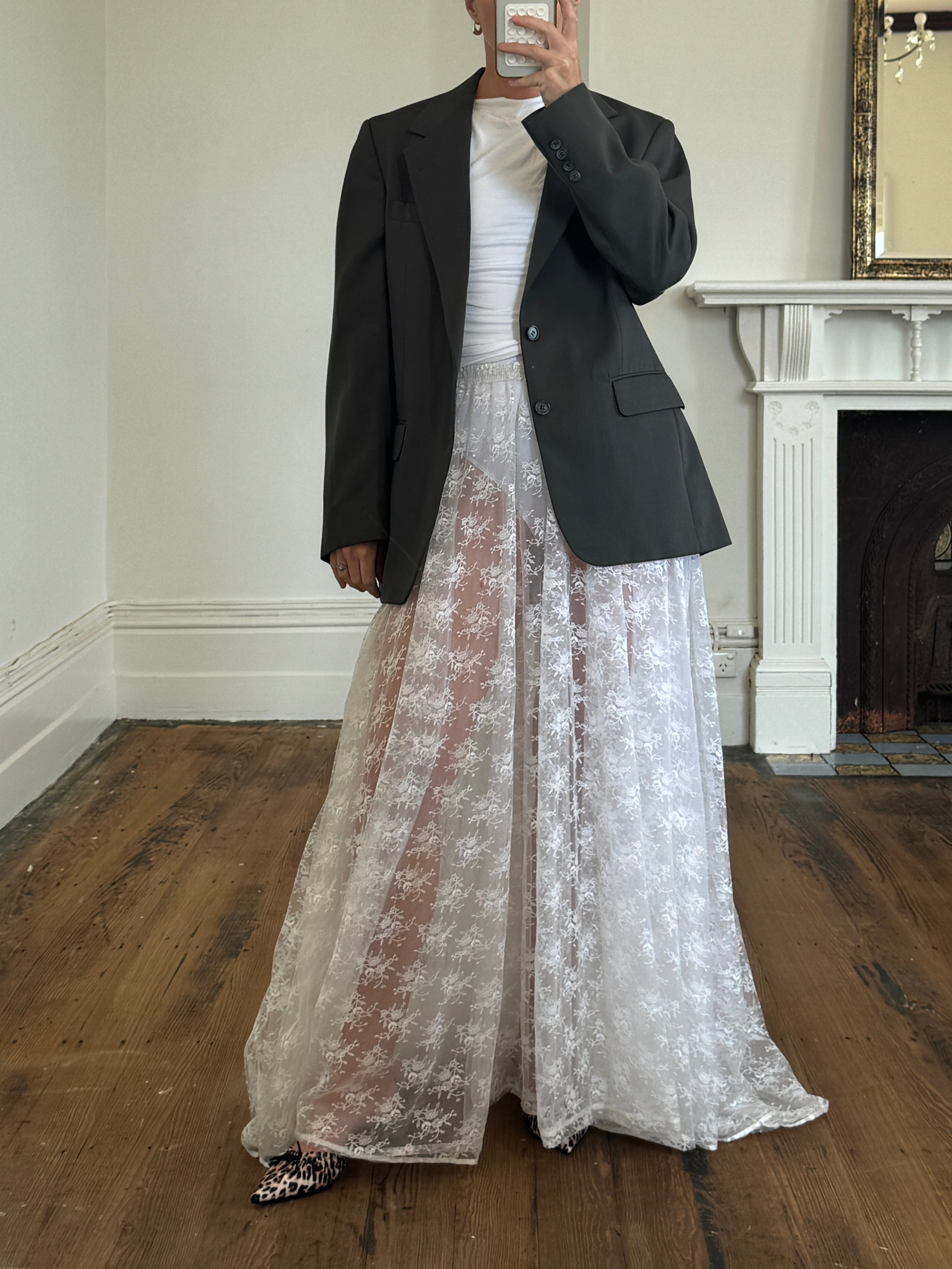 Vintage Lace Bridal Skirt with Train