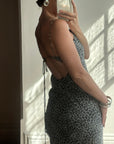 Vintage 90s Australian Made Cowl Neck Slip Dress Cool Leopard