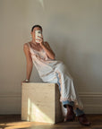 Vintage Embroidered Lace Midi Slip Dress Marshmallow