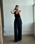 Vintage 90s Tailored Crepe Jumpsuit Black