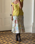 Vintage Y2K Cotton Painted Floral Midi Skirt