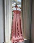 Vintage 90s Dusty Rose Satin High Neck Dress
