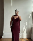 Vintage 90s Burgundy Slip Dress With Pink Sequins and Scarf