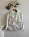 Vintage 90s Structured Collar Gathered Blouse Crisp White