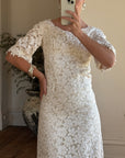 Vintage 60s Embroidered Floral Bridal Midi