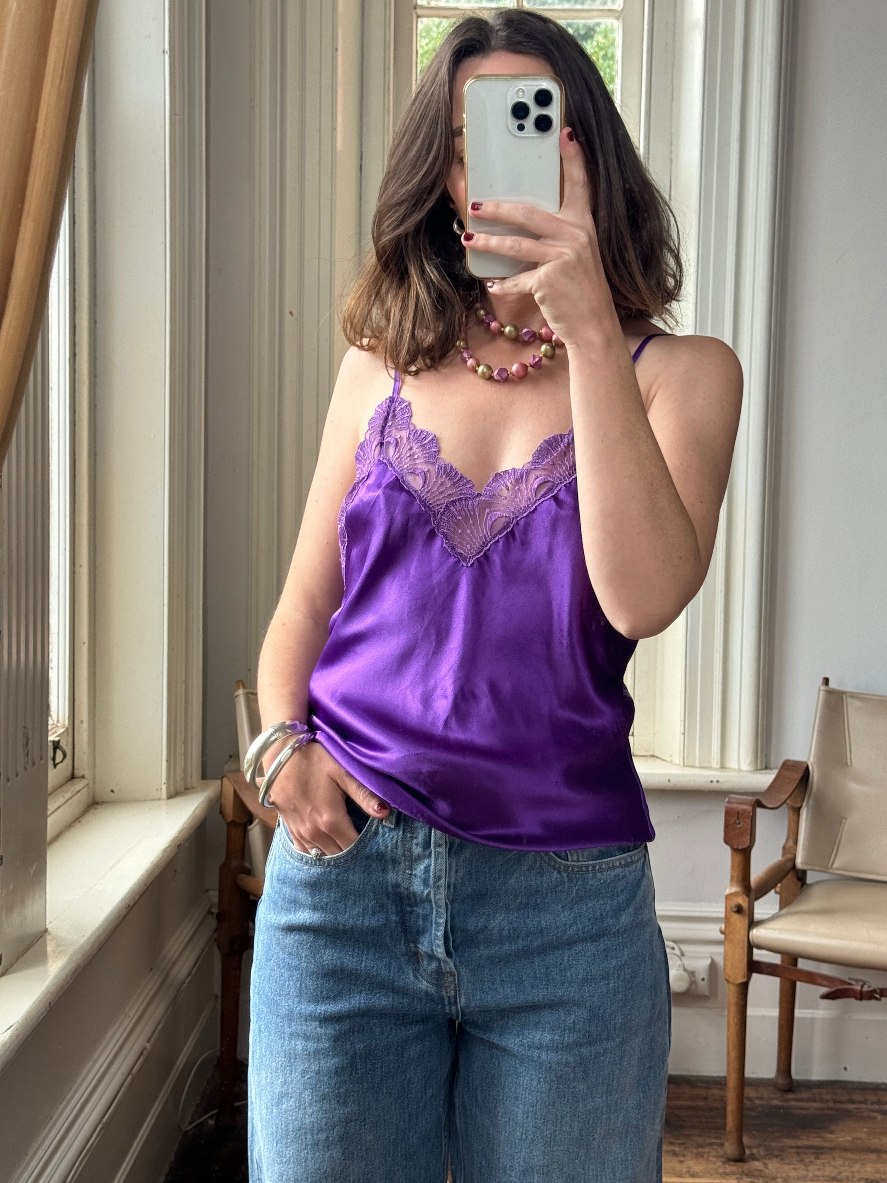 Vintage 90s Victorias Secret Amethyst Satin Slip