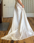 Vintage 40s Liquid Satin Sleeveless Lace Wedding Gown