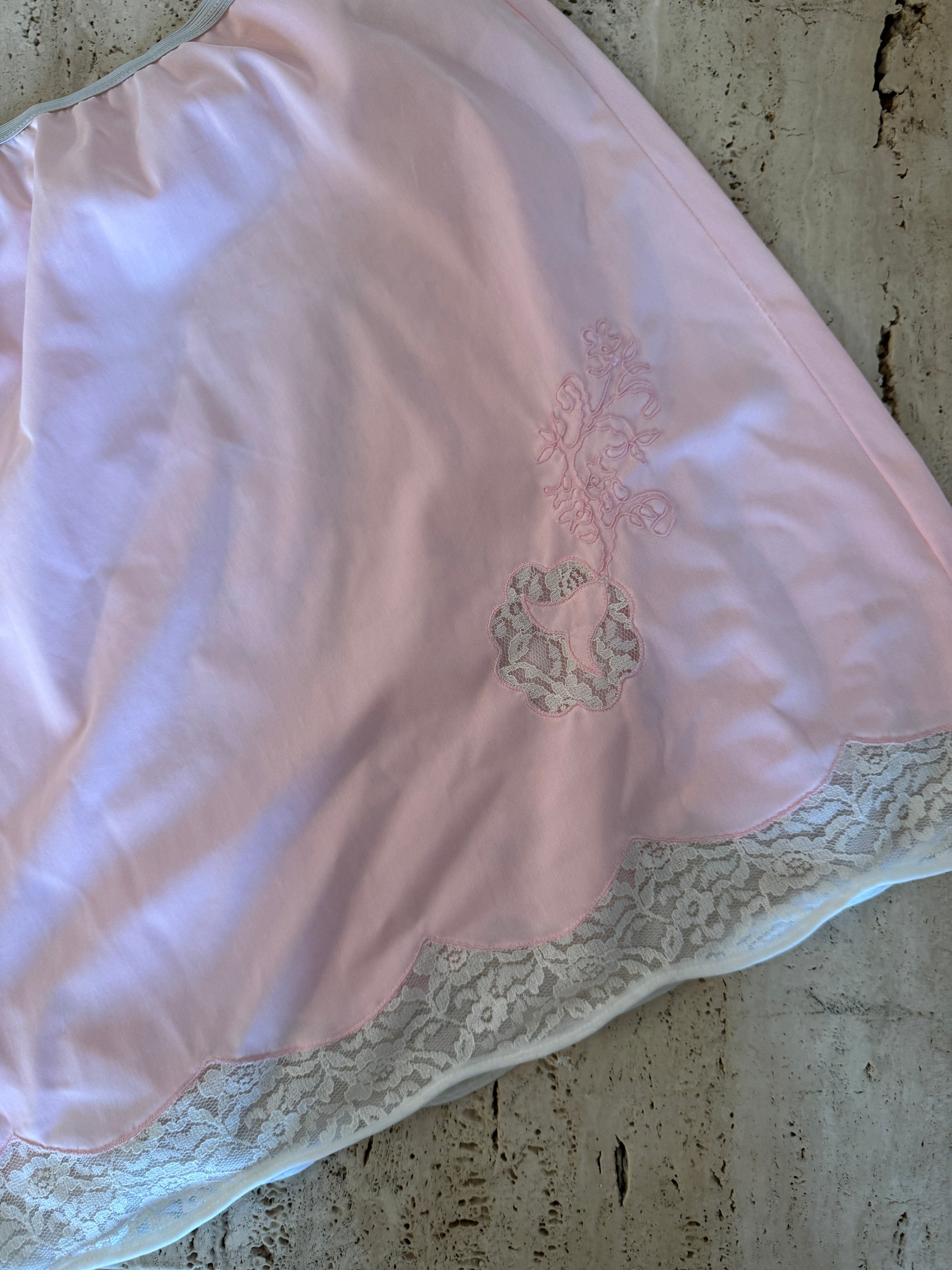 Vintage Pink Embroidered Slip Skirt