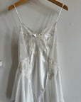 Vintage Asymmetrical Lace Panelled Satin Slip Mini White