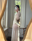 Vintage 20s Sheer Lace Bias Cut Wedding Gown