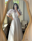 Vintage 80s Ruffled Sheer Organza Wedding Dress