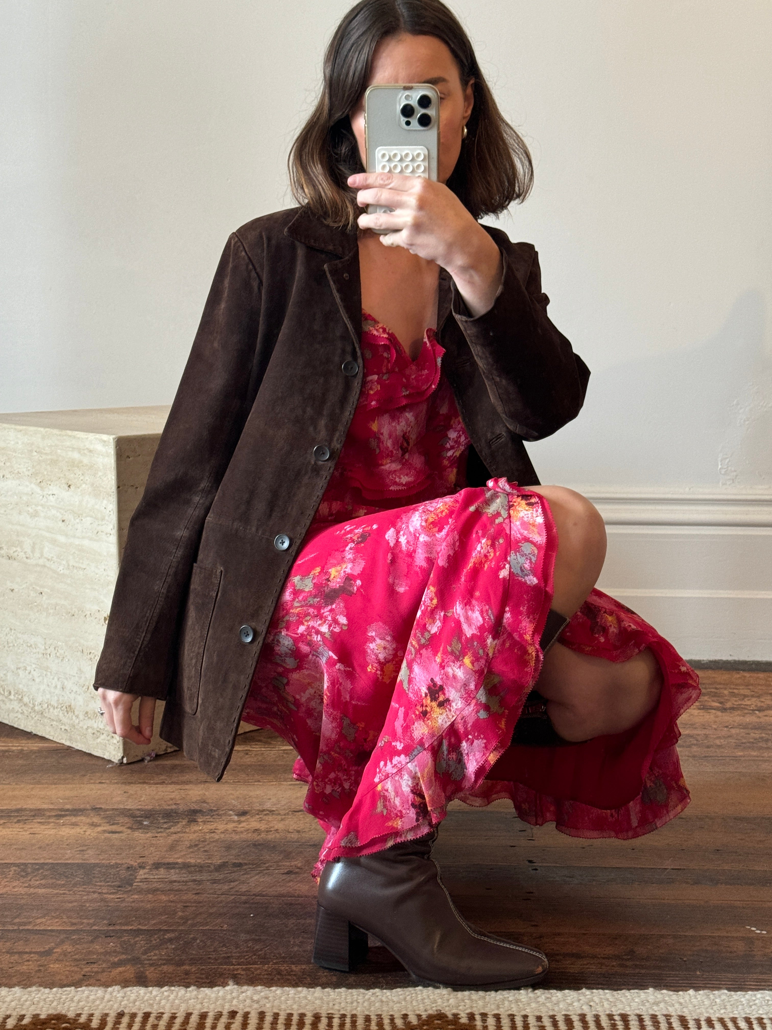 Vintage Y2K Escada Pure Silk Floral Midi Dress