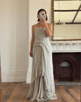 Archival Y2K J Mendel Pure Silk Beaded Wedding Dress Pale Grey