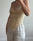 Vintage 90s DKNY Pure Silk Embroidered Camisole Creme