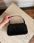 Vintage 60s Embroidered Lotus Purse Noir