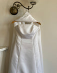Vintage 90s A-Line Strapless Satin Wedding Dress with Shawl