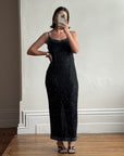 Vintage 90s Pure Silk Sparkle Dress Noir