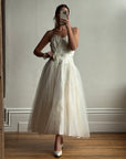 Vintage 50s Gold Brocade and Tulle Wedding Gown