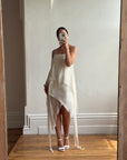 Vintage Y2K Strapless Pure Silk Fairy Dress Creme