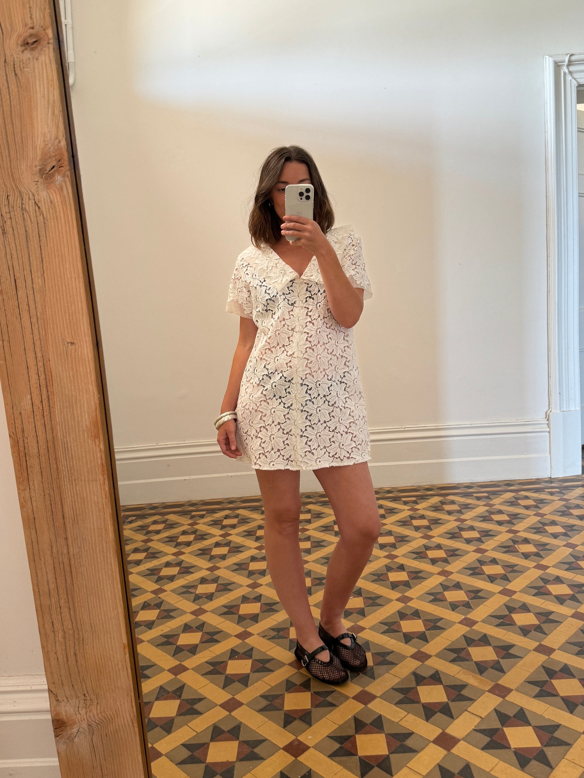 Vintage Lace Mini Dress With Sailor Collar
