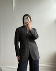 Vintage 90s Australian Made Mandarin Collar Wool Blazer Charcoal